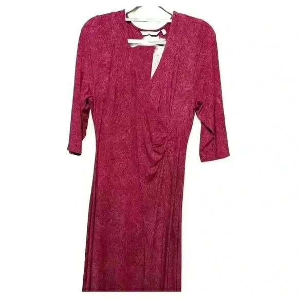 NWT Soft Surroundings Hyannis PXL Paisley Maxi Tapestry Dress 3/4 Sleeve V-Neck - Picture 3 of 11